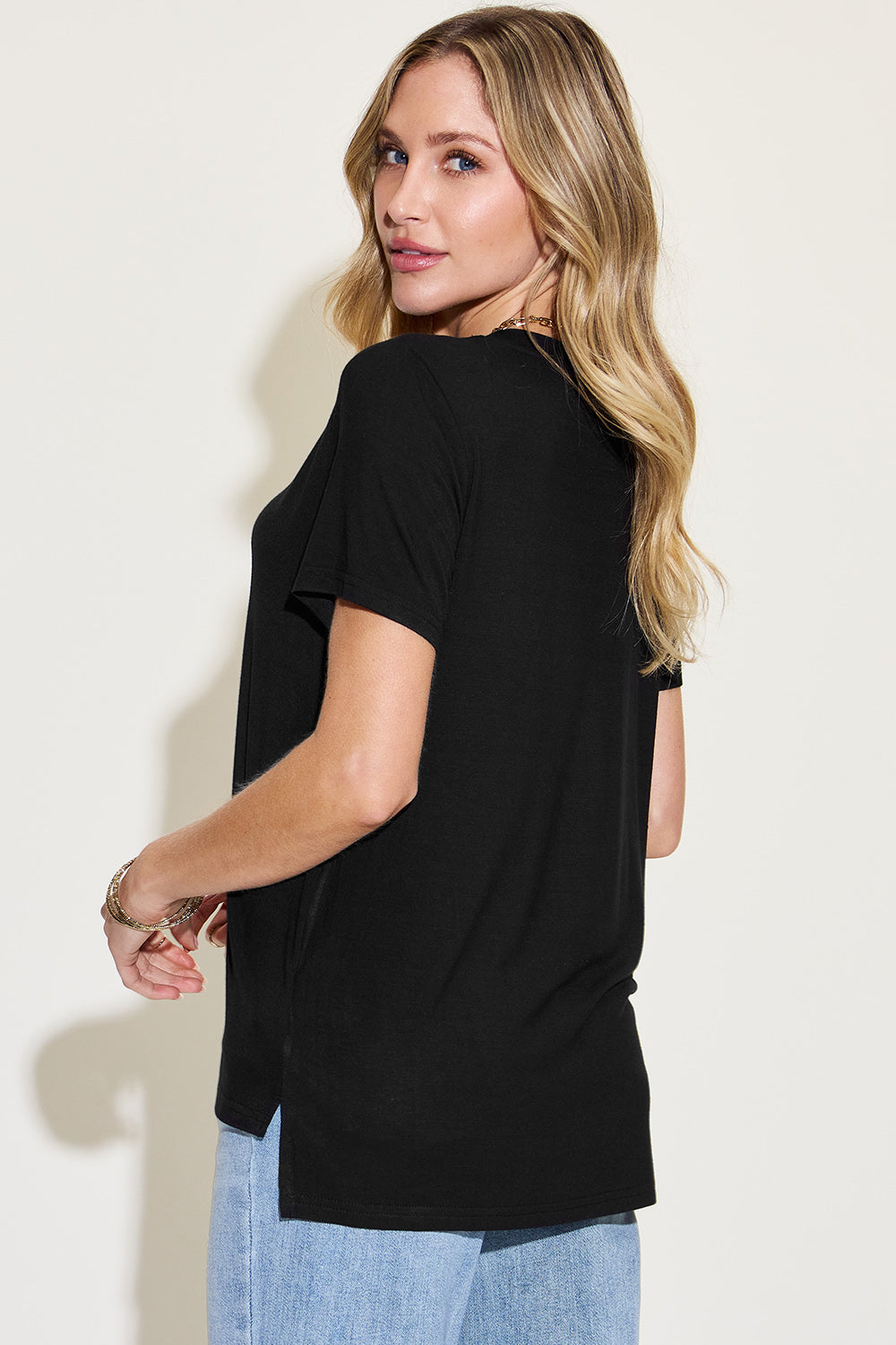 Basic Bae Full Size V-Neck High-Low T-Shirt-BT8D