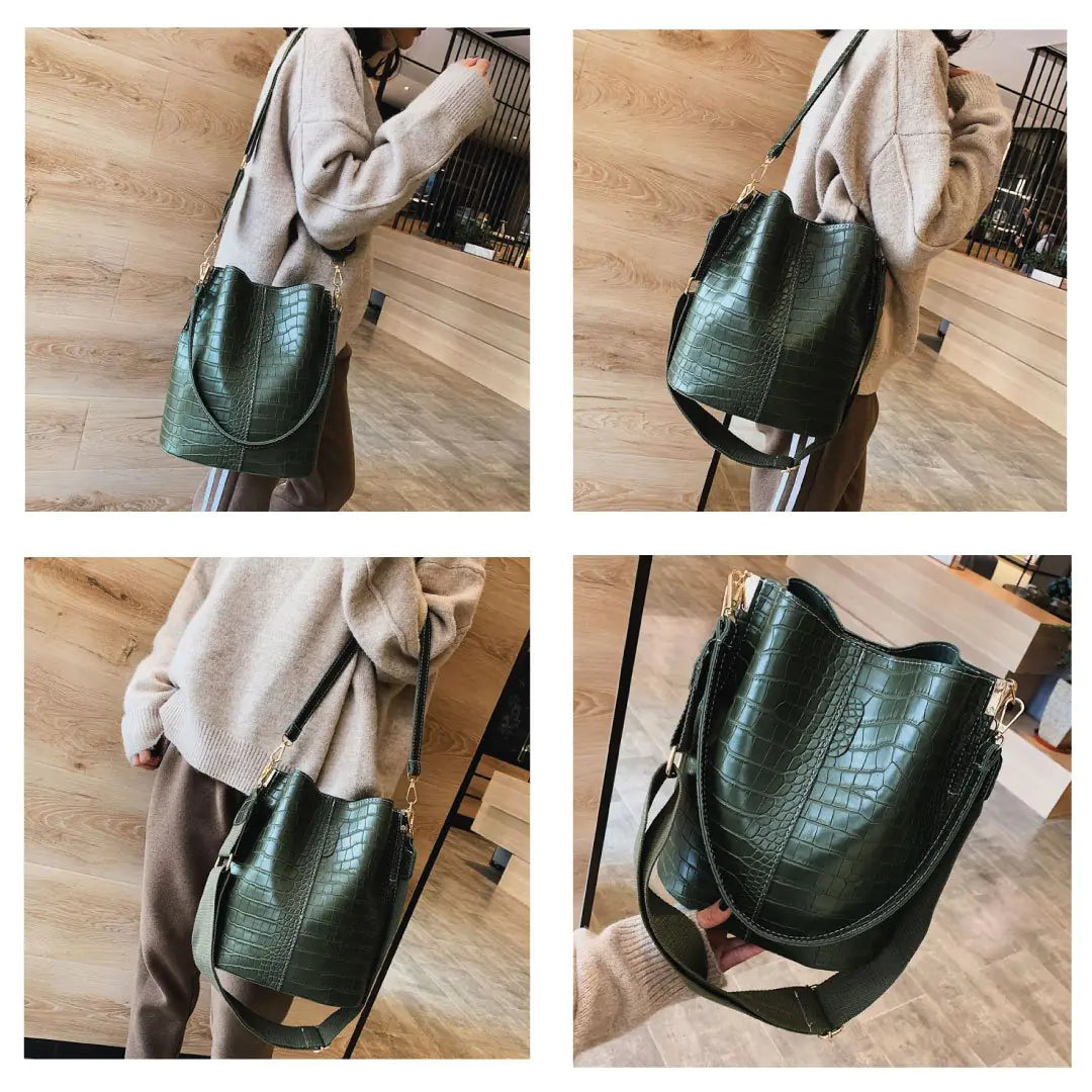 Blake Shoulder Bag -Olive Croc-BT8D