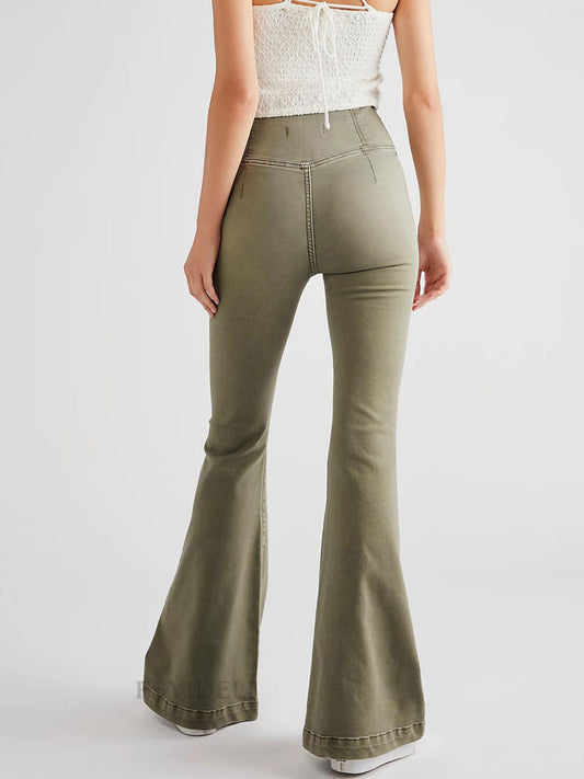 Asymmetric Waist Flare Jeans-BT8D