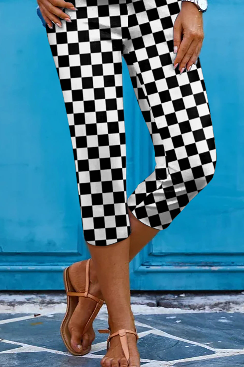 Checkered Skinny Capris-BT8D