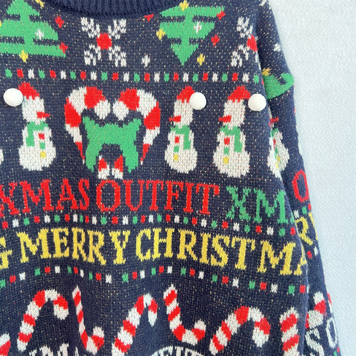 Christmas Pattern Round Neck Long Sleeve Sweater-BT8D