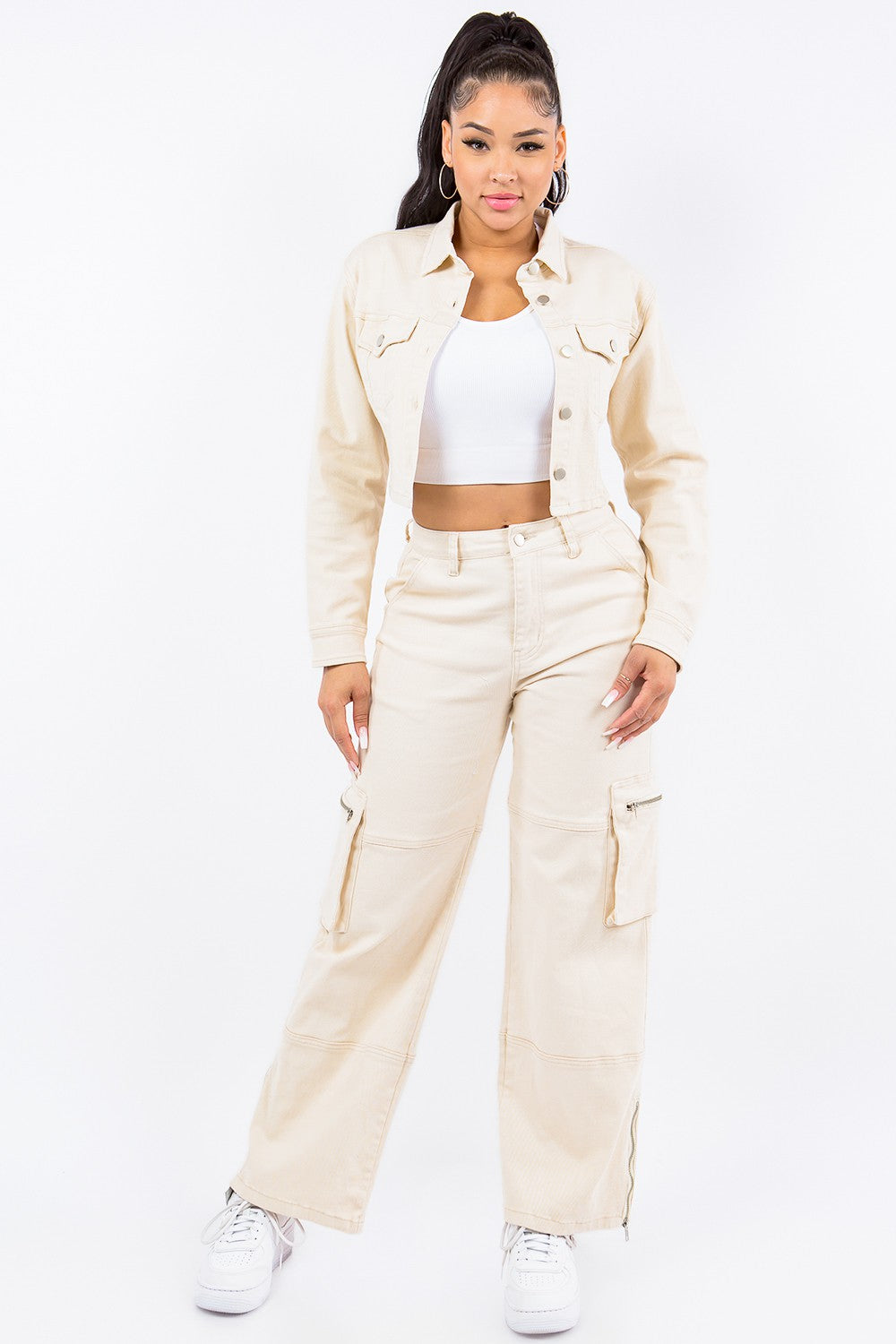 American Bazi Laced Back Cropped Jacket-BT8D