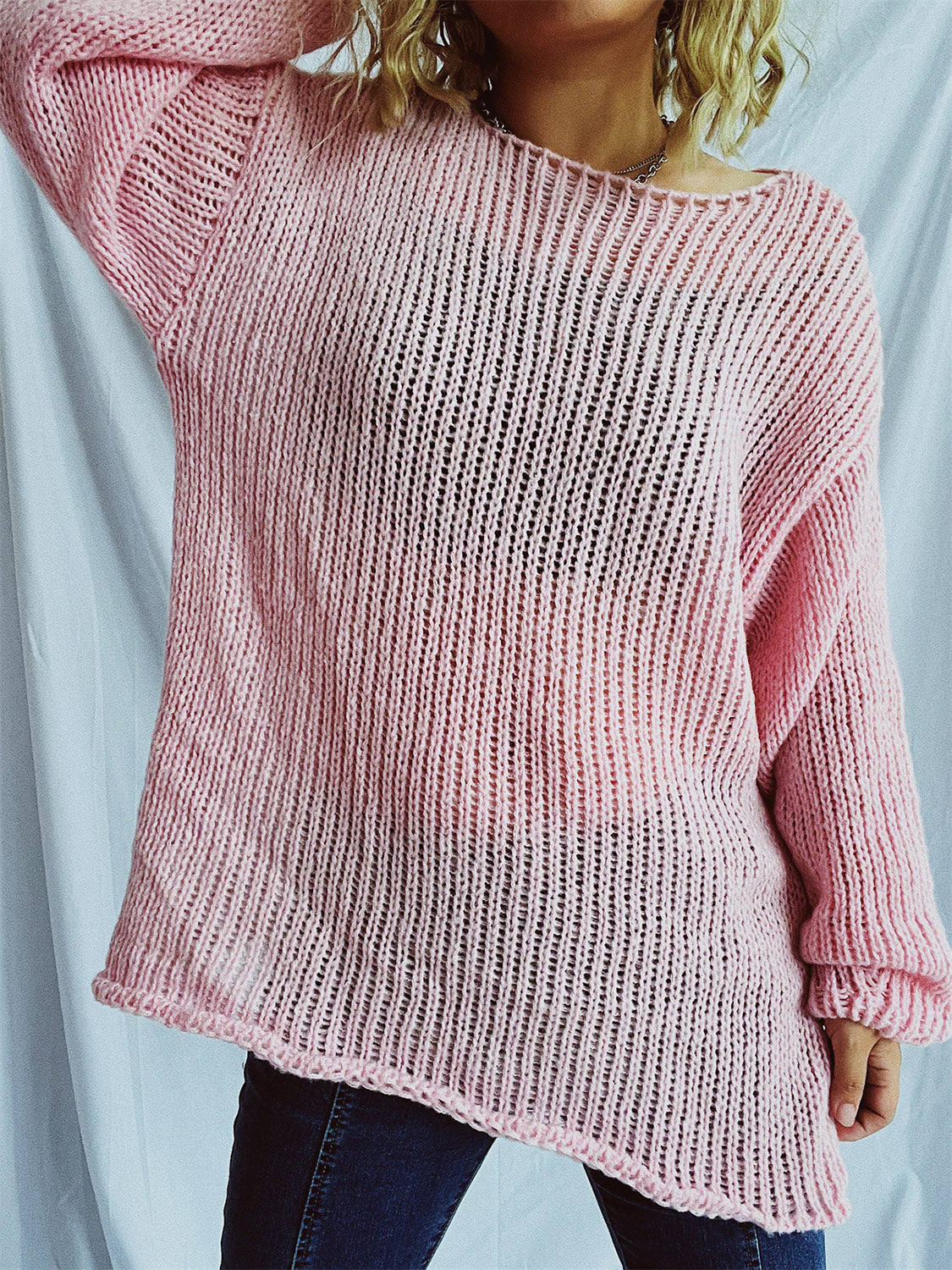 Boat Neck Dropped Shoulder Sweater-BT8D