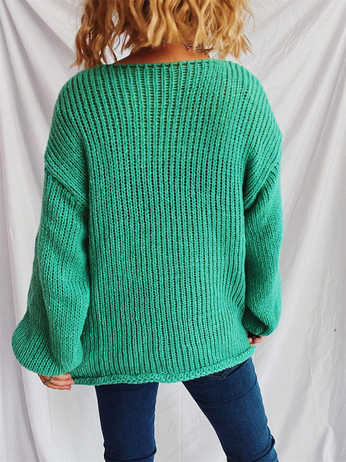 Boat Neck Dropped Shoulder Sweater-BT8D
