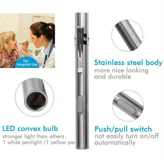 5" LED USB Rechargeable Mini Tactical Flashlight Stainless Steel Torch Pen Light-BT8D