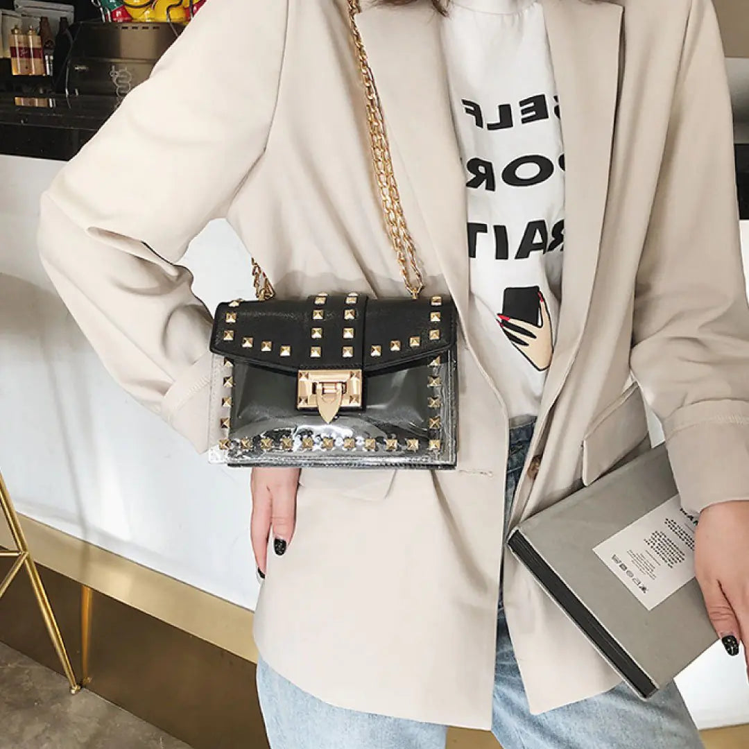 Betty Shoulder Bag -Clear/Black-BT8D