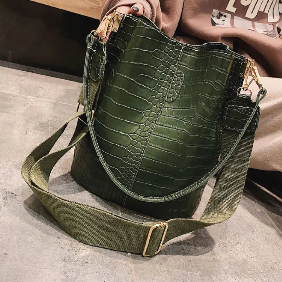 Blake Shoulder Bag -Olive Croc-BT8D