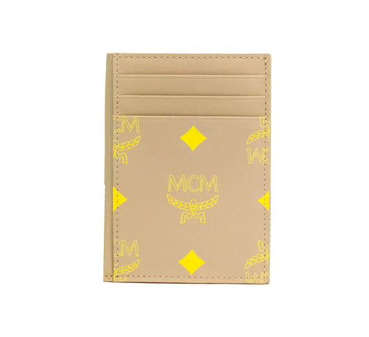 MCM Color Splash Croissant Beige Visetos Monogram Card Case